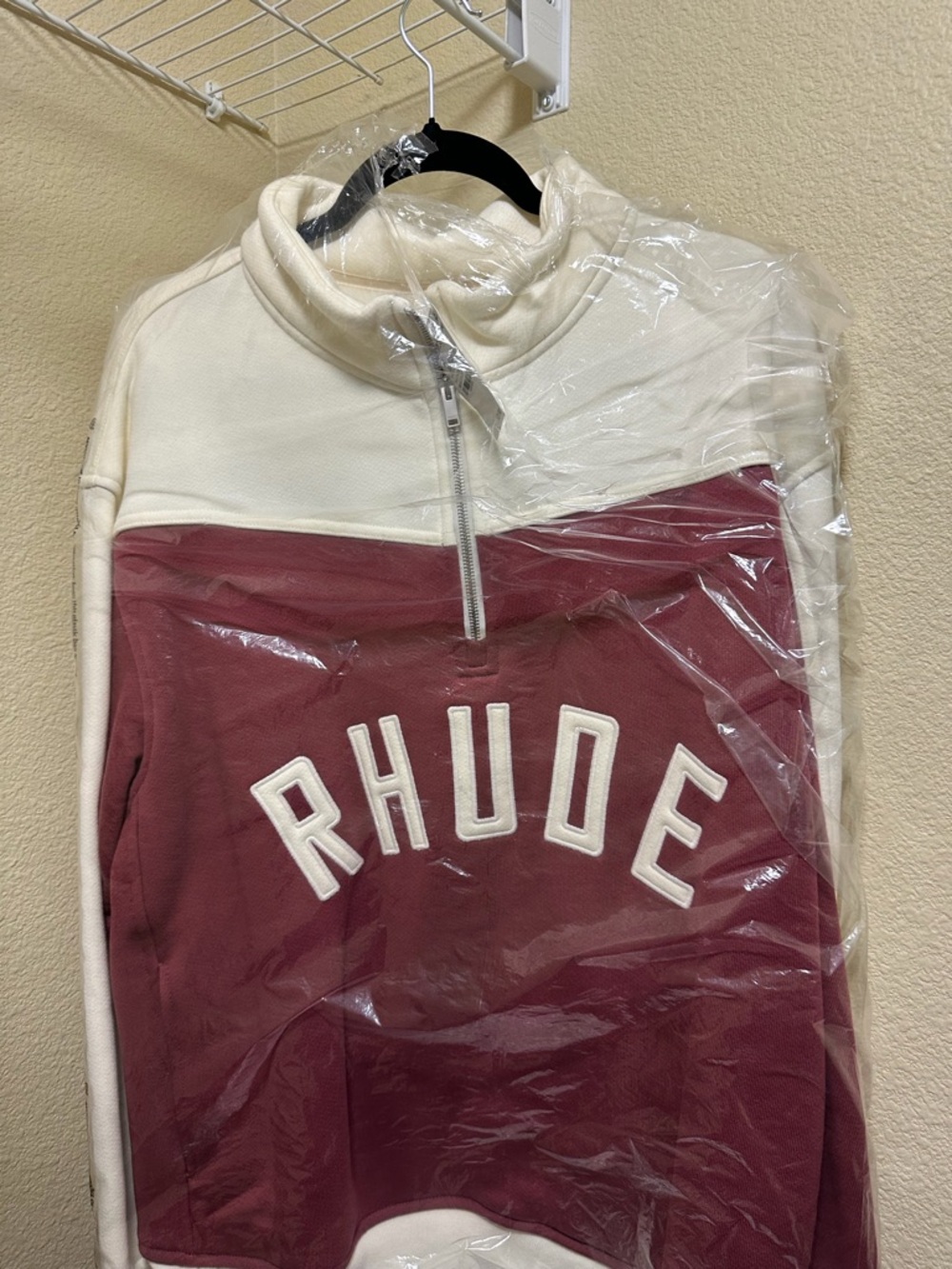 Rhude Cream and Black Zip-Neck Pullover